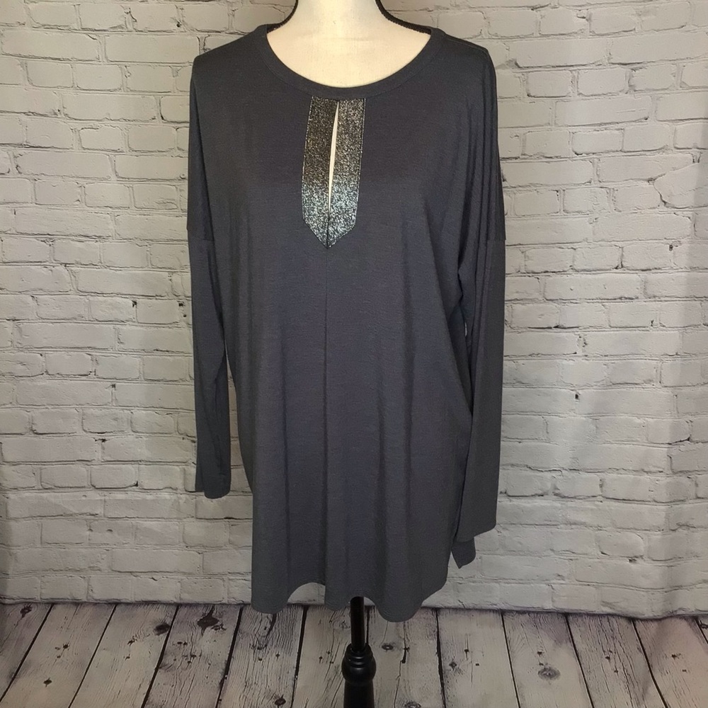 J. Jill Gray Sparkle Pullover Tunic Top Large